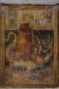  S. Marina martire di Antiochia vince il demonio in forma di drago - Giovanni Todisco da Abriola, XVI sec., Cripta della Cattedrale di Acerenza (Pz) – Ph. © Ferruccio Cornicello