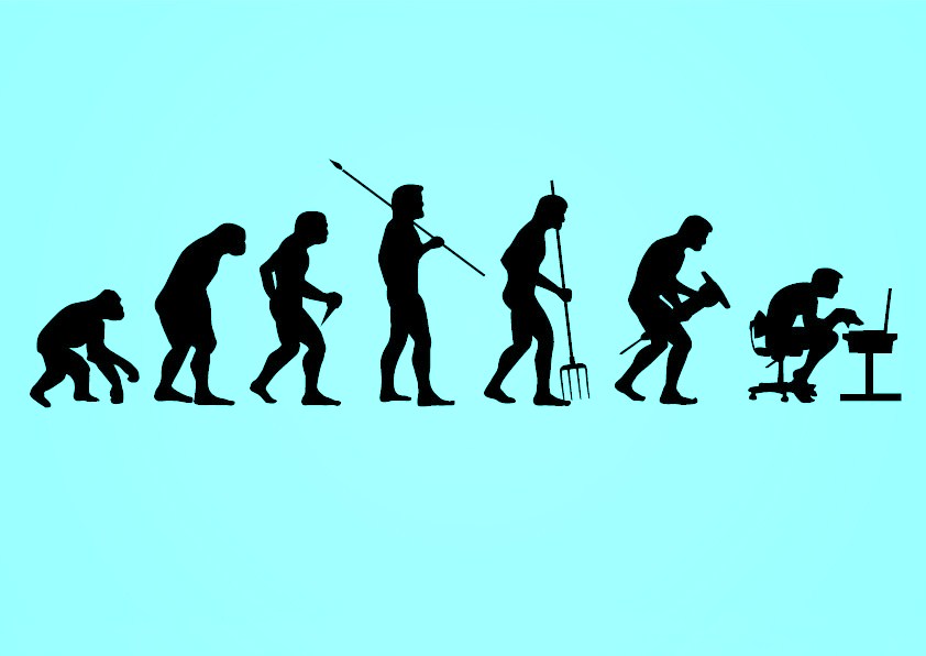 Linea evolutiva dell'Uomo, dal primate all'Homo Technologicus... | Image by Vector Open Stock | CCBY2.0