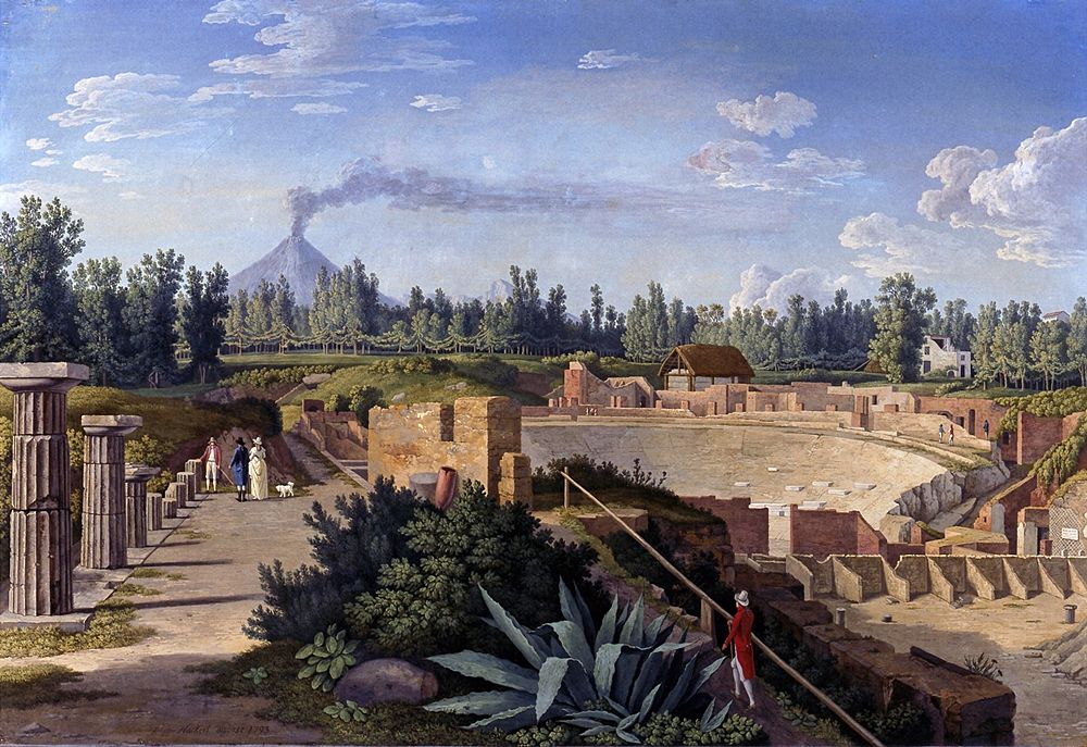 L'Italia ai tempi del Grand Tour: "Veduta del Teatro Grande di Pompei" di Jakob Philipp Hackert, 1793