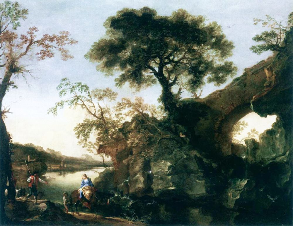 Salvator Rosa - Paesaggio roccioso con cascata, 1640 ca. - Szepmuveszeti Muzéum, Budapest