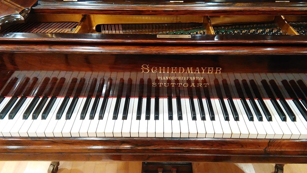 Particolare del pianoforte Schiedmayer appartenuto a Nino Rota, Conservatorio Piccinni, Bari © Famedisud