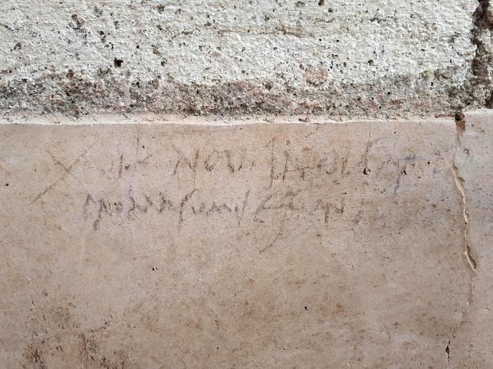L'iscrizione ritrovata nella Regio V di Pompei - Image by Soprintendenza archeologica di Pompei