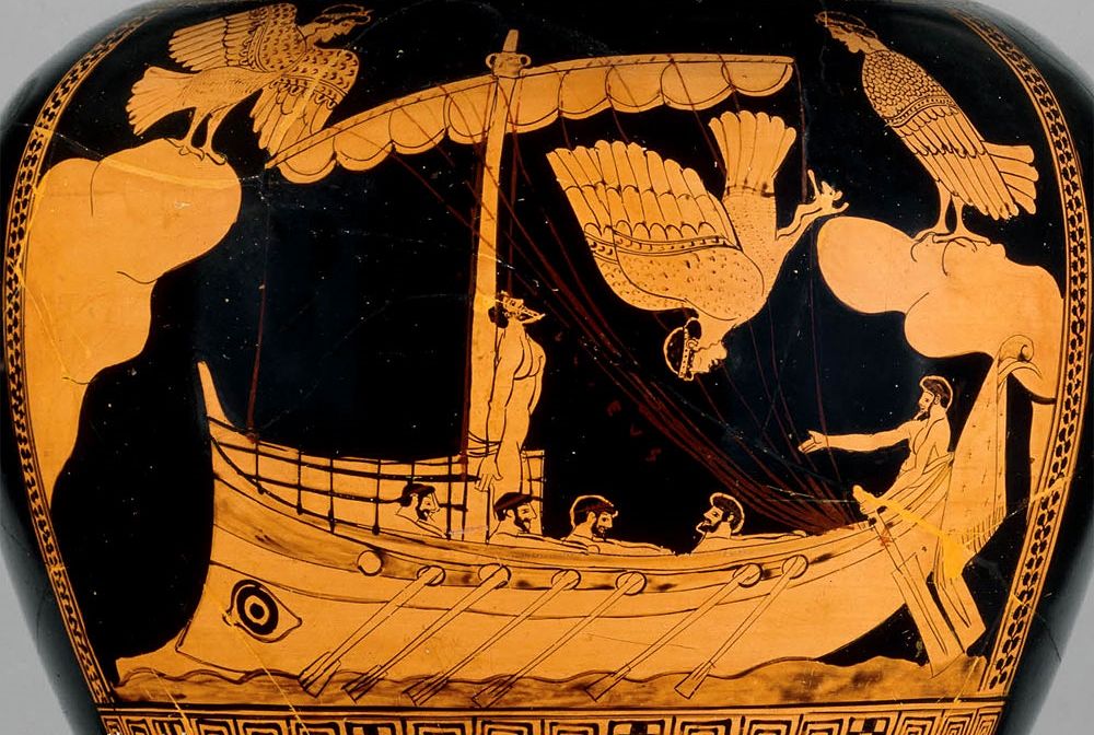 Part. del vaso attico "Ulisse e le sirene", IV sec. a.C., British Museum, Londra