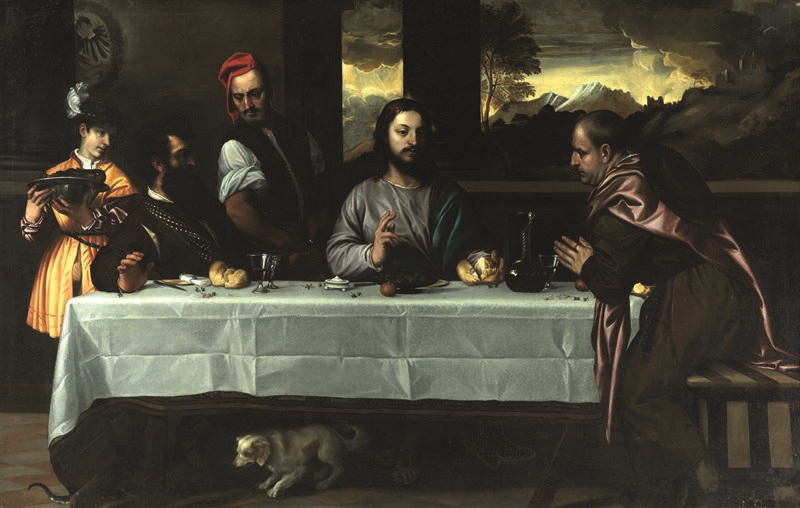 IGNOTO XVI SEC. La cena in Emmaus olio su tela inv. Q 868 Legato d’Avalos 1862 