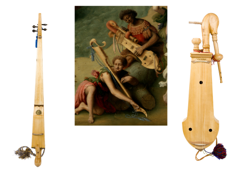 Da "La liberazione di Andromeda" di Piero di Cosimo, il tamburin de Béarn (a destra) e l'inedito Sangicorde