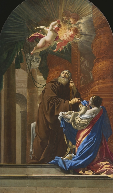 Simon Vouet, S. Francesco di Paola resuscita il bambino di sua sorella, 1648, Église de Saint-Henri-de-Lévis, Québec
