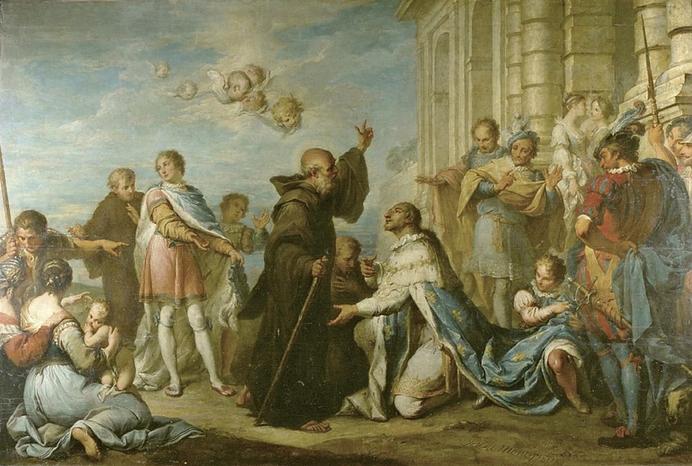 Jacques Dumont, detto le Romain - Il re Luigi XI accoglie san Francesco di Paola al suo arrivo a Plessis.les-Tours - Musée des Beaux Arts Tours