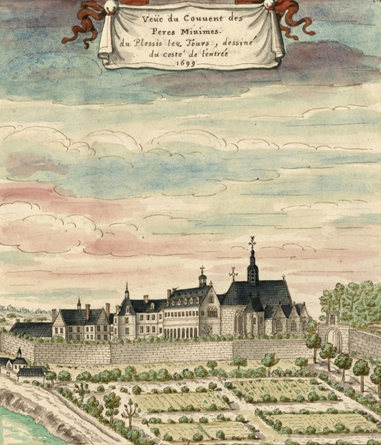 Il convento dei Minimi a Plessis-les-Tours in un'incisione del 1669