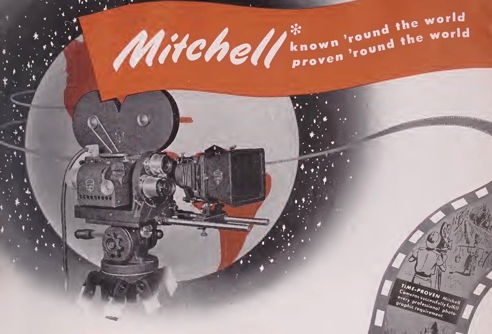 Manifesto pubblicitario delle Mitchell Camera sulle quali Tony Gaudio apportò delle innovazioni