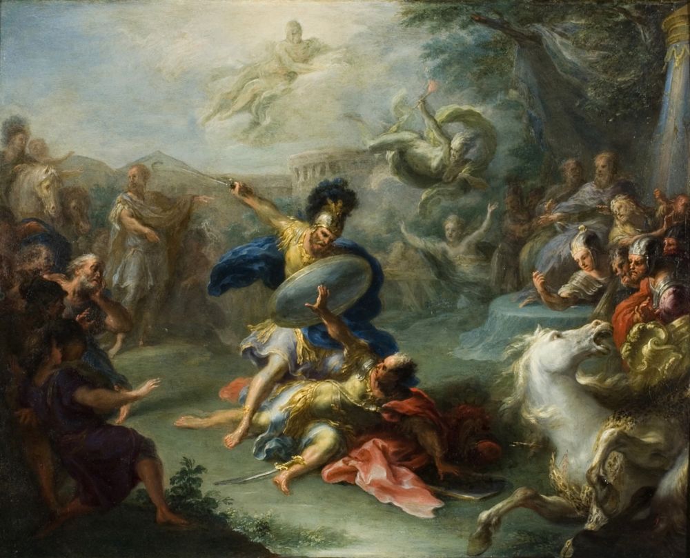 Giacomo del Po, Duello tra Enea e Turno, ca. 1700, Los Angeles County Museum of Art