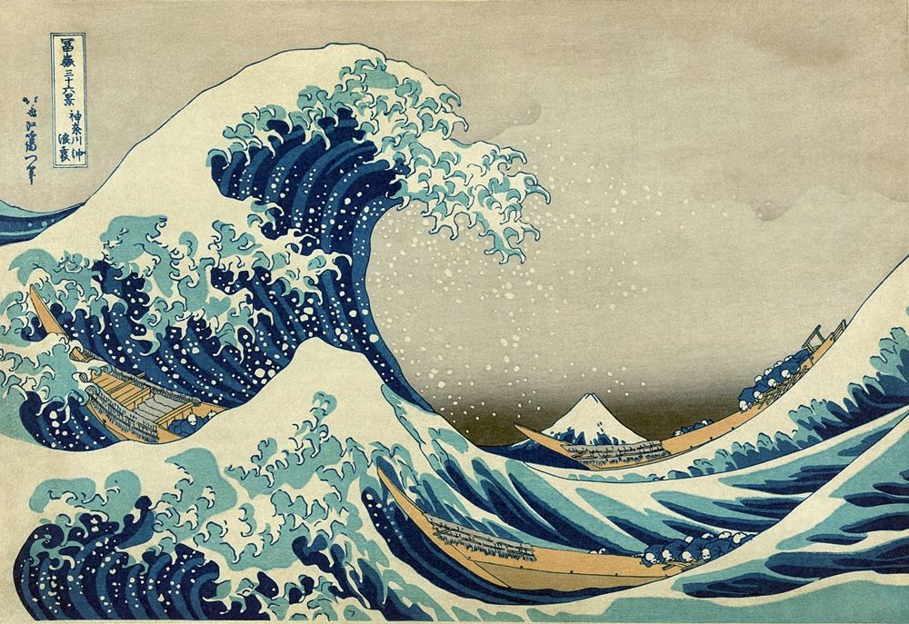 Hokusai, La Grande onda di Kanagawa, xilografia, 1830