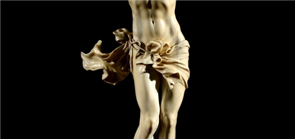 Alessandro Algardi, Crocifisso (part. del perizoma), avorio, 1625-1649 – Museo Statale, Mileto (VV) - Image by International Baroque Association CC0 1.0