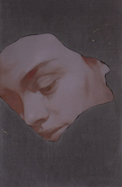 Simone Geraci, Punto di fuga, olio su ardesia, 23,5 x 15 cm, 2020