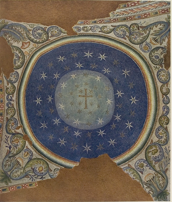 Il mosaico della cupola riprodotto ad acquerello nel 1914 da Carlo Tabanelli su incarico dell'archeologo Joseph Wilpert per la sua opera Die römischen Mosaiken und Malereien der kirchlichen Bauten vom IV. bis XIII, 1917