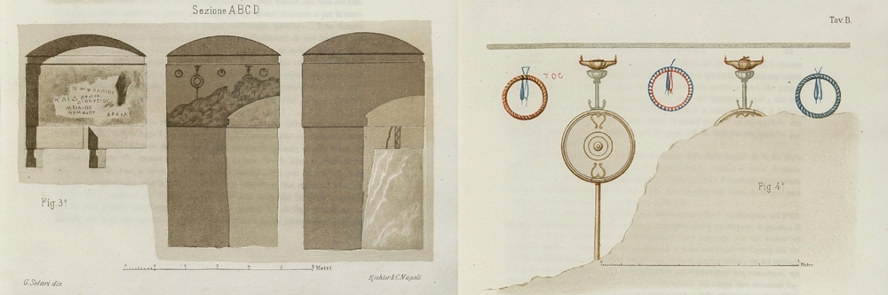 Ambienti con iscrizioni e tracce di affreschi dell'ipogeo descritto dal Ruggiero nell'opera citata, 1888