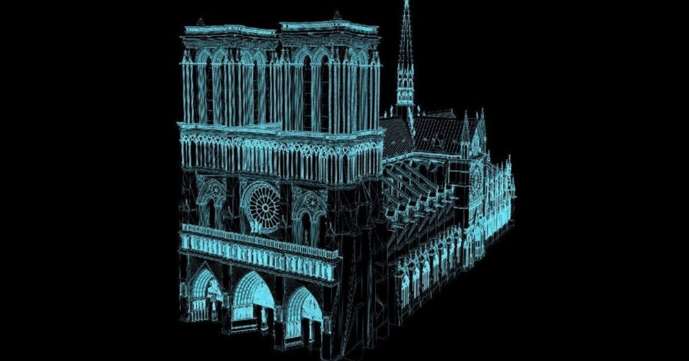 Immagine elaborata in 3D di Notre-Dame ottenuta accorpando dati digitali già disponibili - Image by Livio De Luca/CNRS