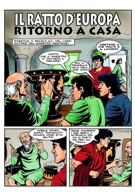 Prima tavola del fumetto sul vaso di Assteas