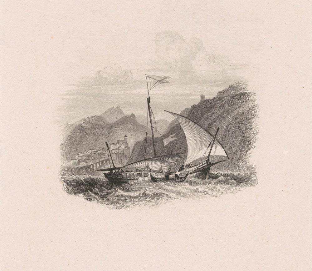 Amalfi, incisione su disegno di J. M. William Turner, 1829 - Yale Center for British Art
