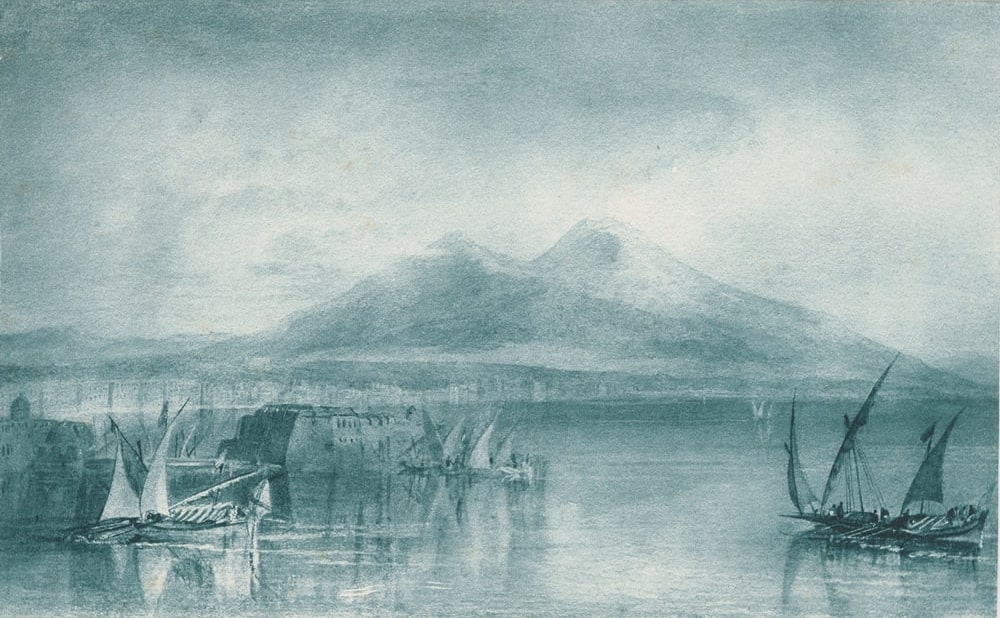 Vesuvius in repose, cromolitografia ottocentesca su disegno di J. M. William Turner del 1819 - Yale Center for British Art