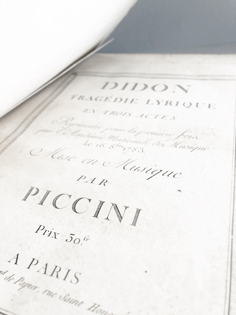 Edizione antica della Didon, tragédie lyrique di Niccolò Piccini del 1783 | © Fondo Niccolò Piccinni