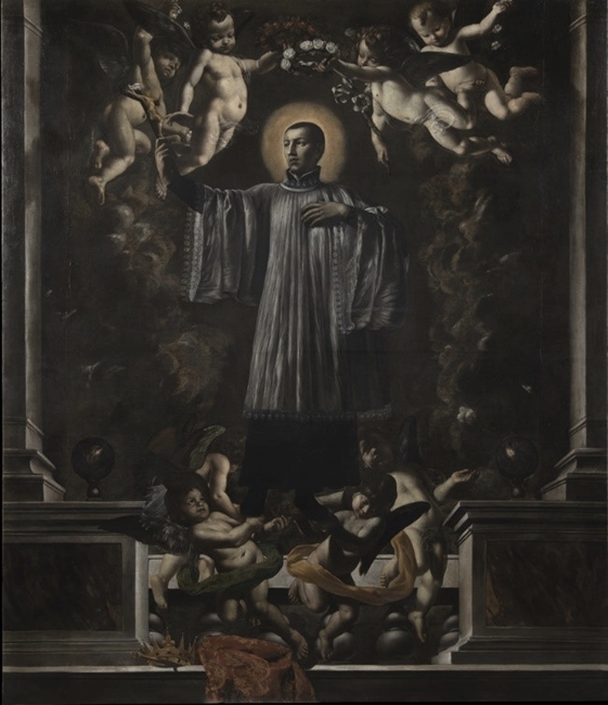 Battistello Caracciolo, Gloria di S. Luigi Gonzaga, olio su tela, Chiesa del Gesù Vecchio, Napoli