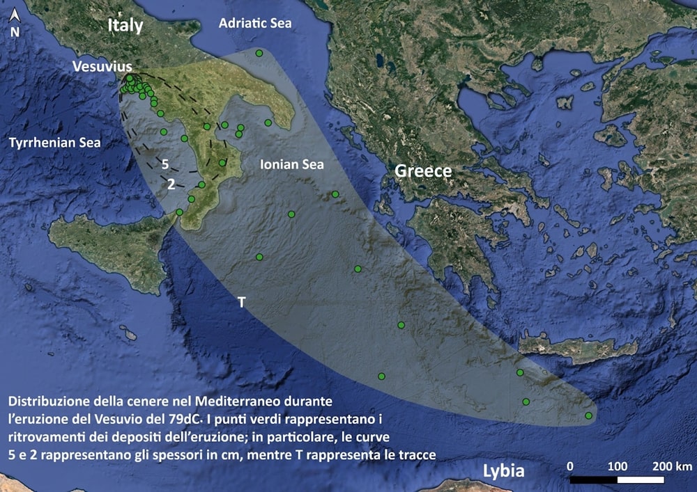 Grafico sulla diffusione delle ceneri - Fonte immagine: Università di Pisa