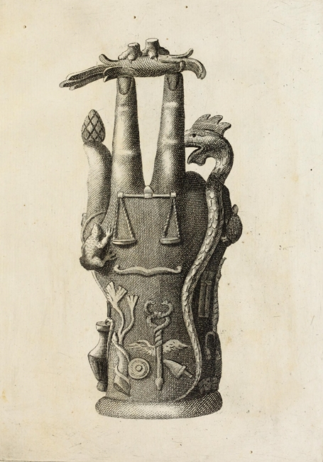 Esempio di Mano Pantea (retro), incisione tratta dalla collezione archeologica del Duca di Noja, 1778