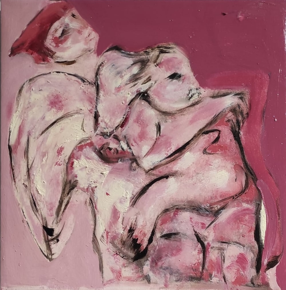 7. Michele Di Costanzo, L’abbraccio (Madre e figlio), 2022 - 40x40 cm - olio su tela