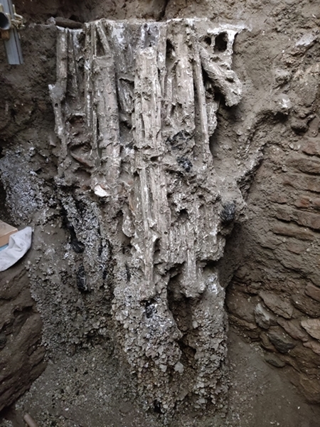 Calco del cumulo di fasciame ligneo - Parco Archeologico di Pompei