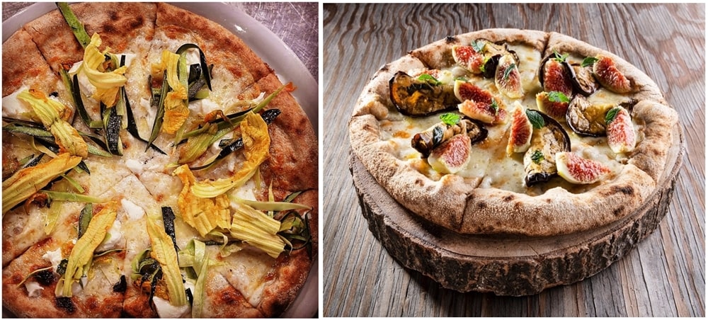 Pizza ai Fiori di Zucca e Pizza Fichi e Melanzane - Image credit: Mulinum