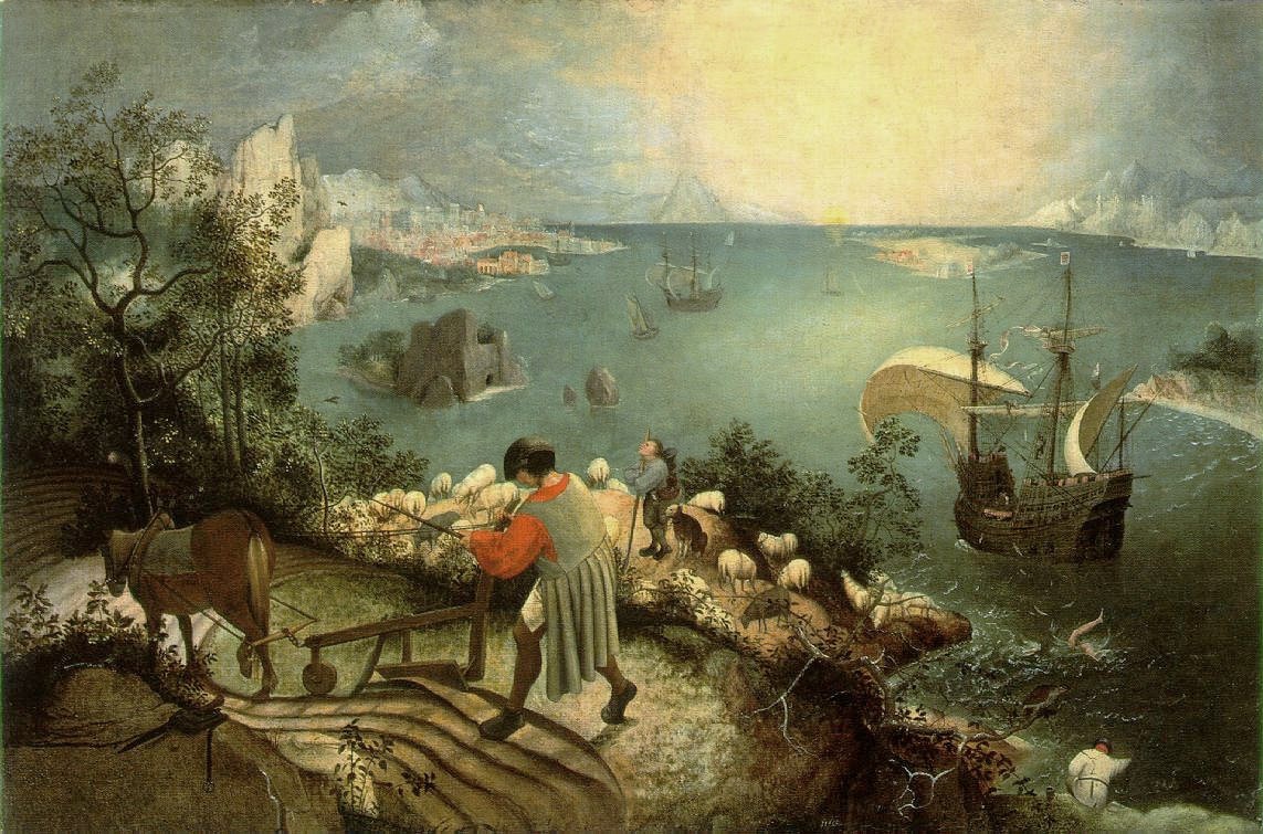 Pieter Bruegel il Vecchio, La caduta di Icaro, c. 1558, Musées Royaux des Beaux Arts, Bruxelles