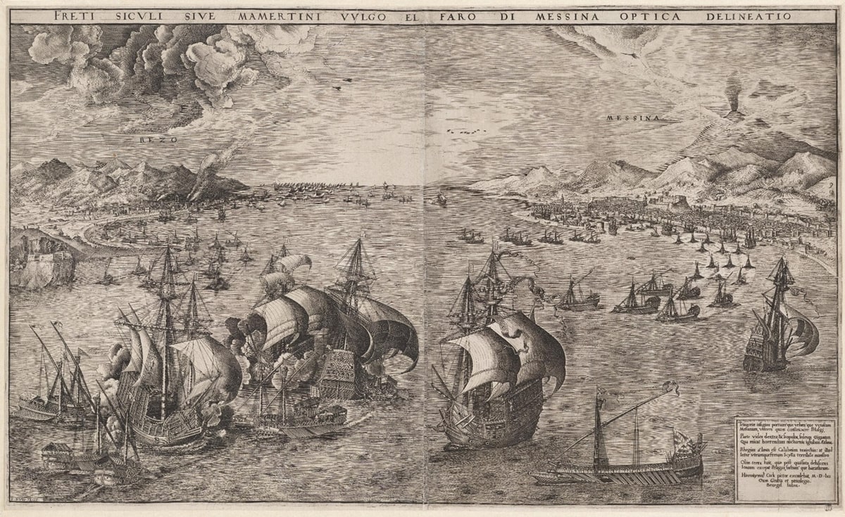 Frans Huys, Battaglia navale nello Stretto di Messina, incisione da Pieter Bruegel, 1561 - Collection Museum Boijmans Van Beuningen, Rotterdam