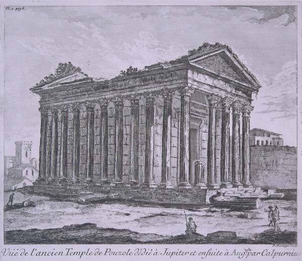 Tempio di Augusto a Pozzuoli, incisione settecentesca