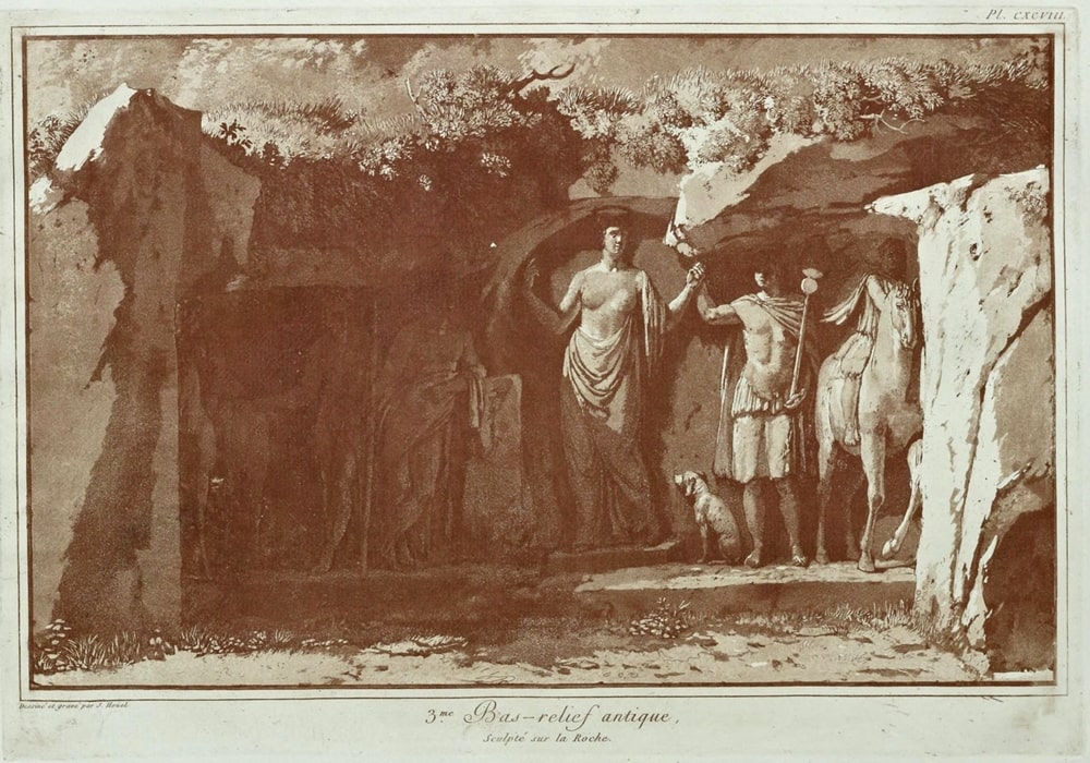 Il santuario rupestre di Akrai in una incisione di Jean-Pierre Houel, 1782