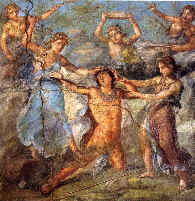 Penteo aggredito dalle menadi, Casa dei Vettii, Pompei - Image from wikipedia