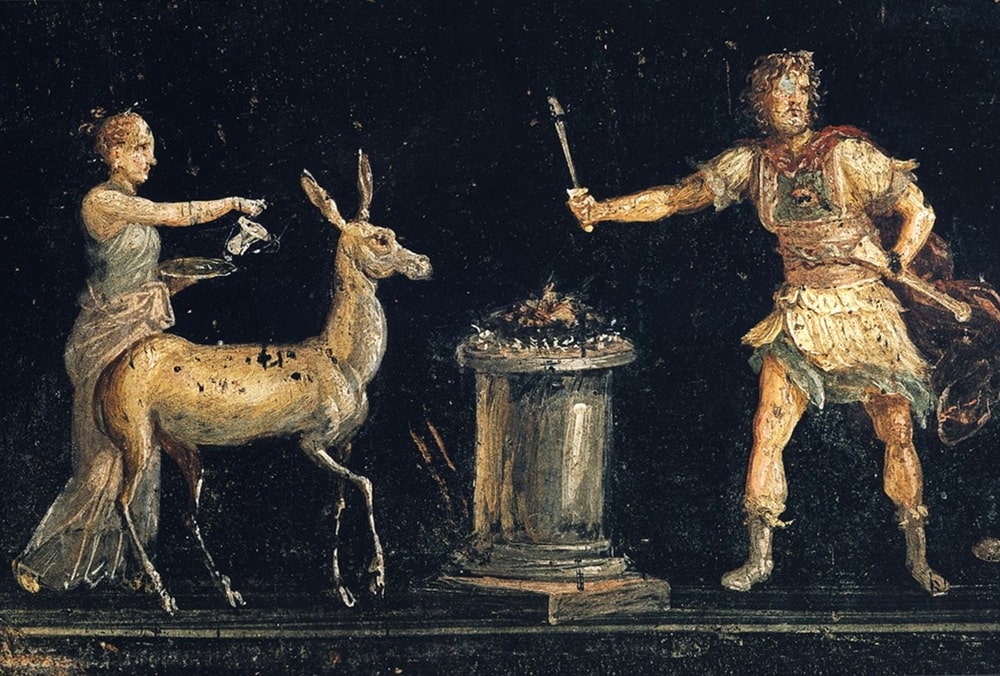 Scena di sacrificio in onore di Diana, Casa dei Vettii, Pompei - Image from wikipedia