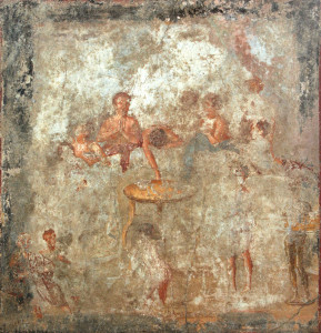 Affresco con scena di banchetto, da Pompei
