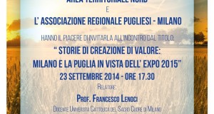 Milano e la Puglia aspettando Expo 2015. Francesco Lenoci nel capoluogo lombardo racconta “Storie di creazione di valore”
