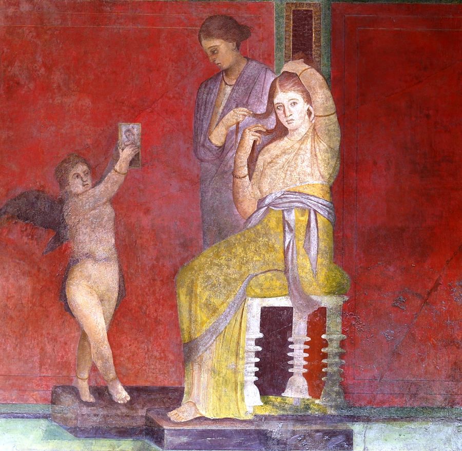 Campania - Particolare del grande affresco dionisiaco della Villa dei Misteri, Pompei (Napoli), I° sec. a.C. - I° sec. d.C.  - Ph. Ministero dei Beni e delle Attività Culturali e del Turismo | Photogallery a centro pagina