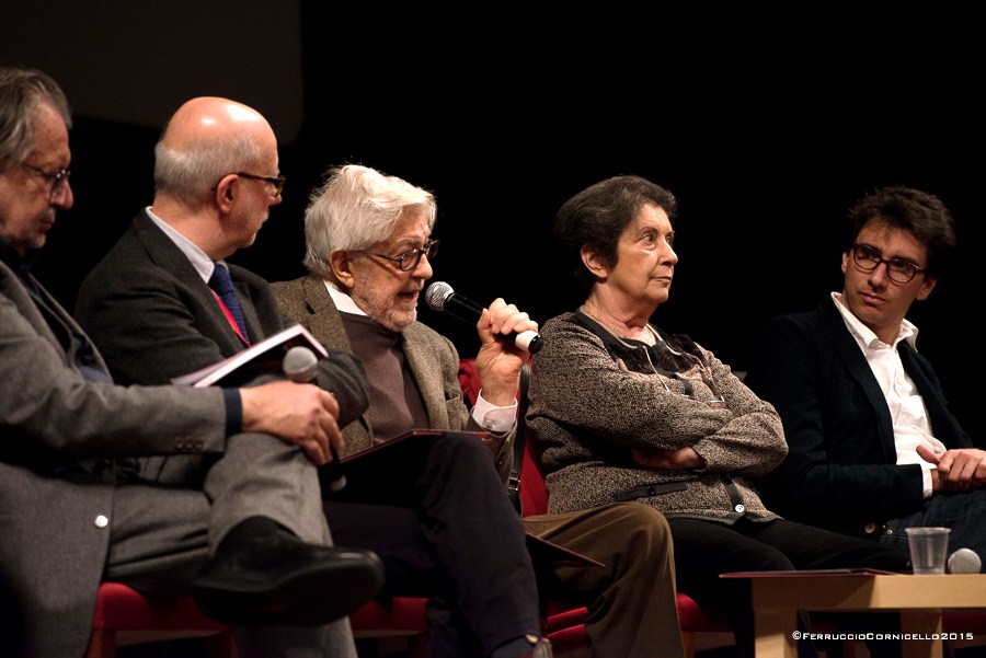 Da sin.: Felice Laudadio, Maurizio Sciarra, Ettore Scola, Silvia Godelli, Silvio Maselli – Ph. © Ferruccio Cornicello