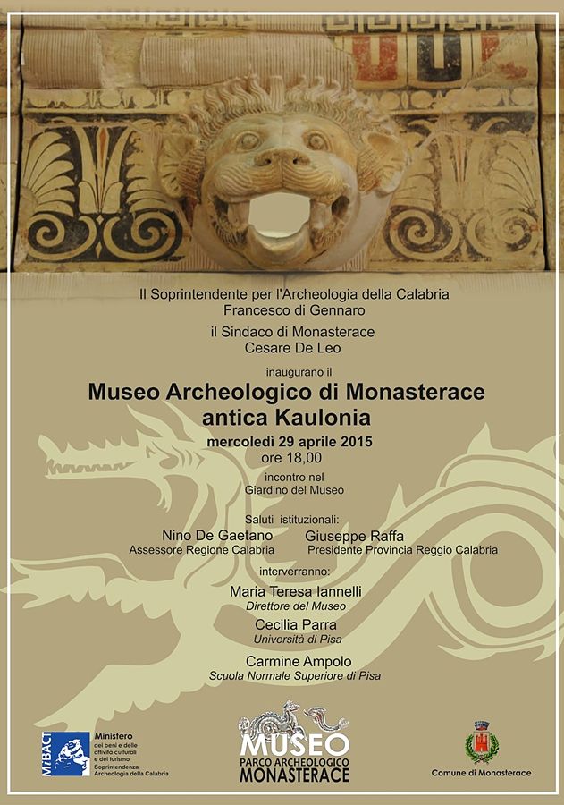 Inaugurazione del Museo Archeologico di Monasterace, locandina dell'evento