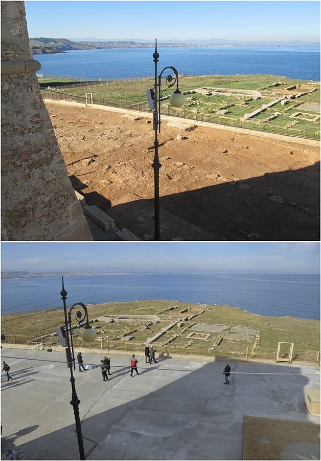 Calabria - Il foro romano di Capo Colonna (Crotone) prima e dopo la cementificazione - Ph. Margherita Corrado - FdS: courtesy dell'Autrice